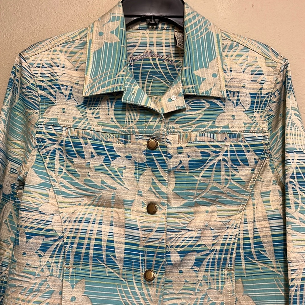 Caribbean Joe green & blue floral print jacket